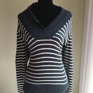 Banana Republic Stripe Rib Shawl Collar Sweater XL